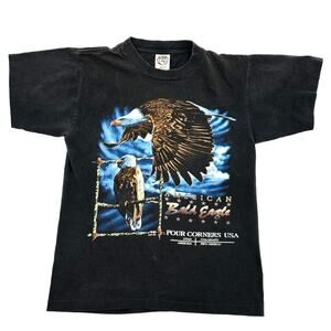 Vintage 90s Nature Tee Shirt Mens Medium Bald Eagle Single Stitch USA Vtg
